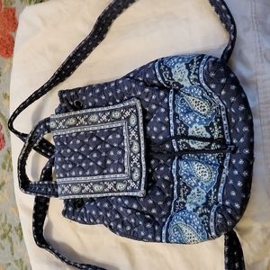 Vera Bradley small backpack quilted purse Navy GUC